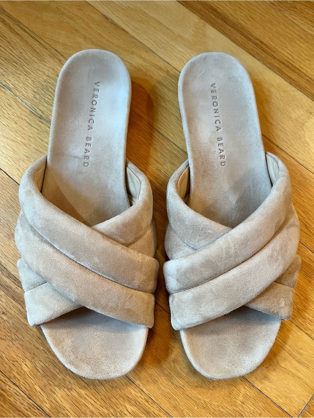 Veronica Beard Tan Nude Elise Suede Slide Sandals - Picture 4 of 15